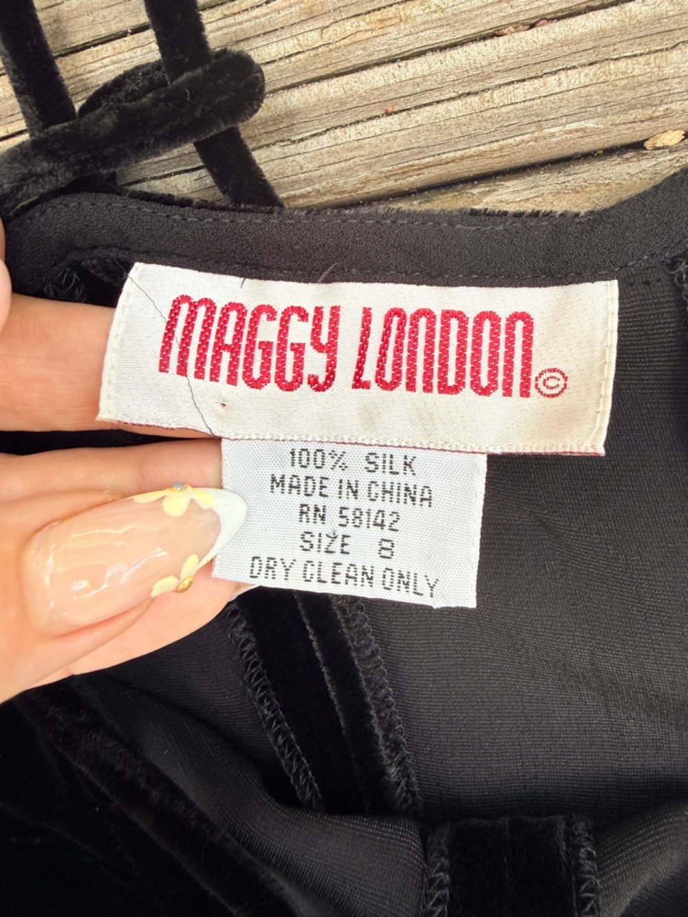 90s 2000s Maggie London Velvet 100% Silk Drop Waist Dress - Picture 12 of 12